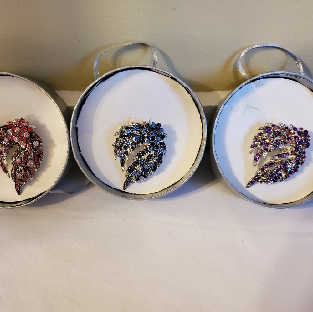 3 RHINESTONE BROOCHES